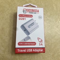 Georgia 18w USB-C Fast Wall Charger Plug Block Power Adapter New