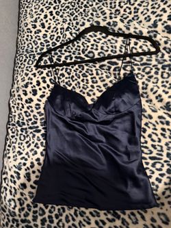Navy Satin Cami Top