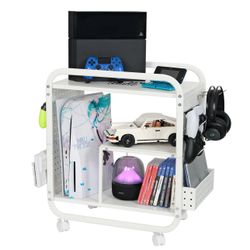 Mythinglogic Gaming Station Organizer, Metal Game Controller Holder, Video Game Console Storage Rack, Game Organizer Storage for PS5/PS4/Xbox/Switch/G