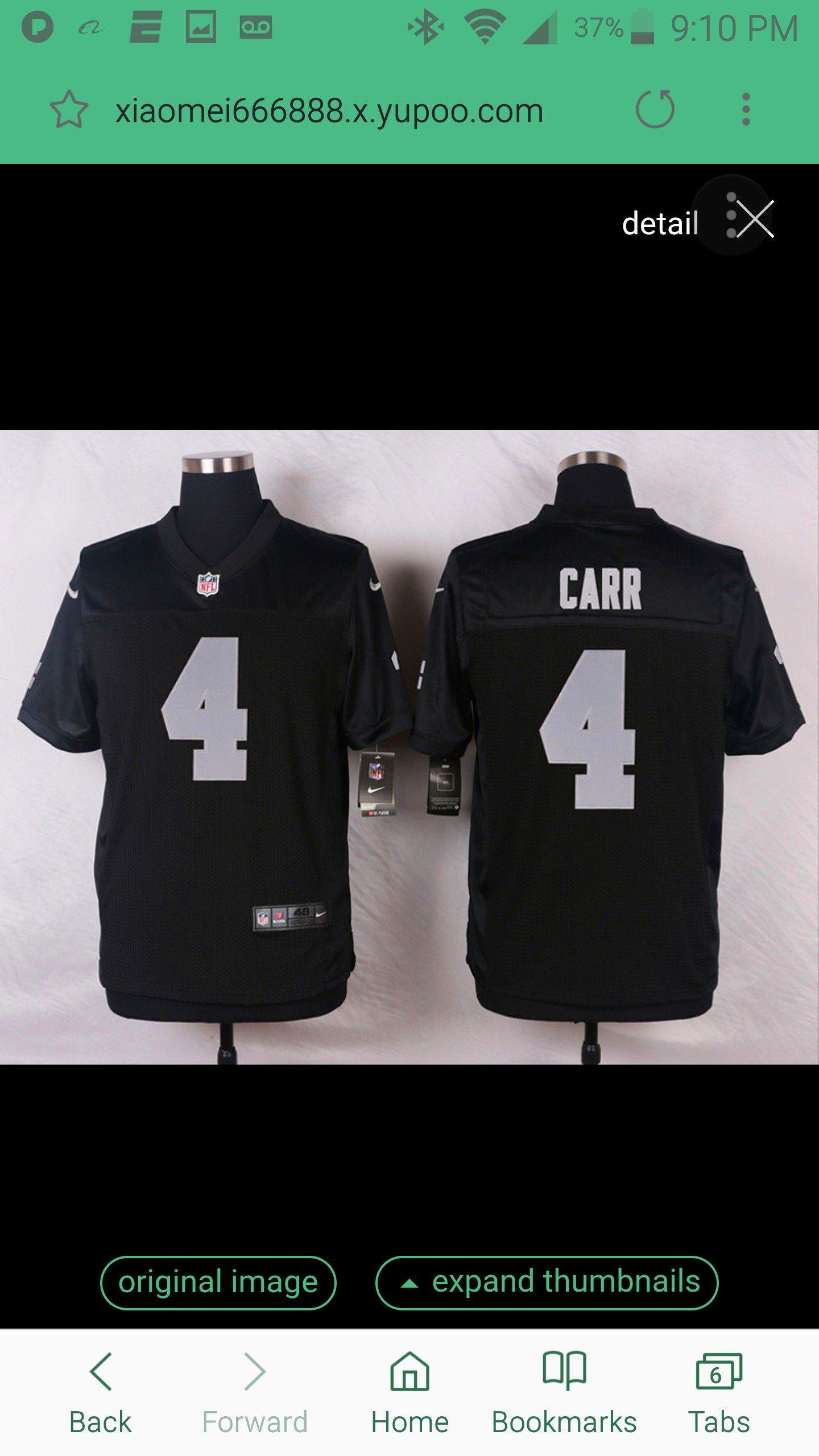 RAIDERS CARR JERSEY SIZE SM-3XL 100% STITCHED