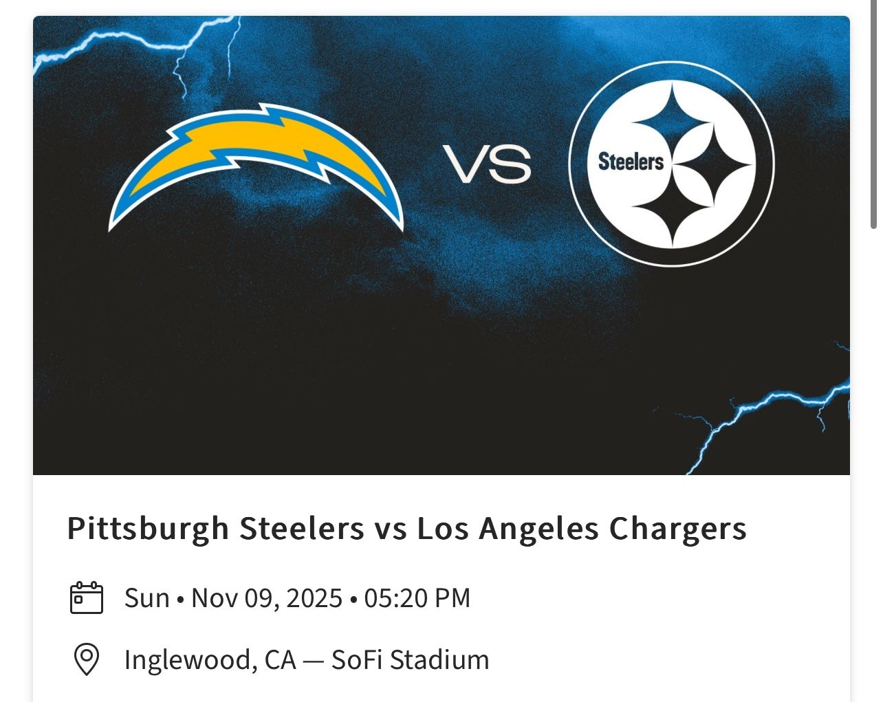 Chargers vs Steelers 