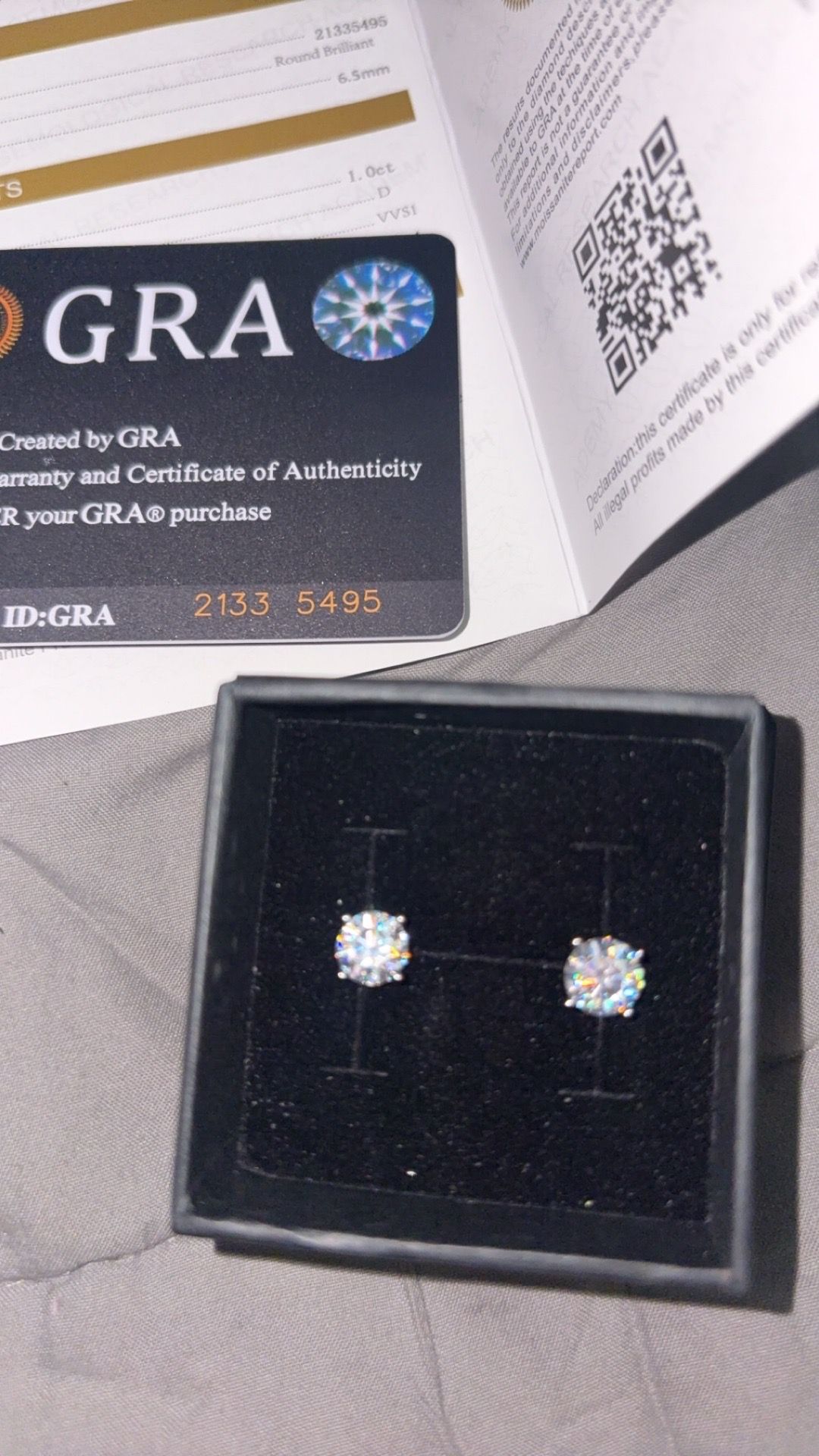 Gra Approved Moissanite Earrings 6.5mm