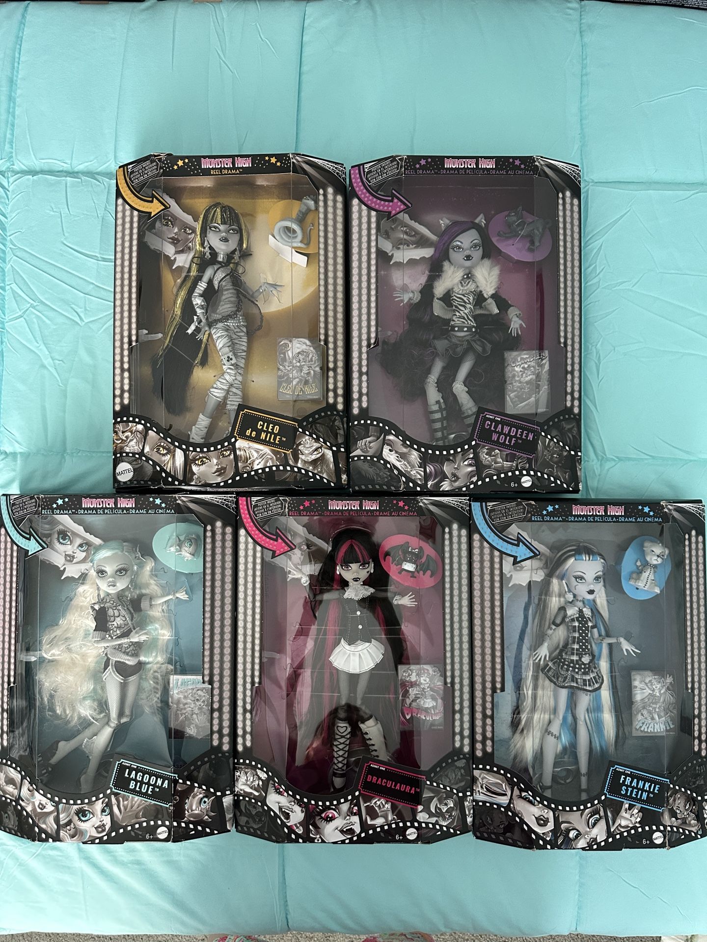 Reel Drama Complete Set Of 5 Monster High Dolls Minor Flaws