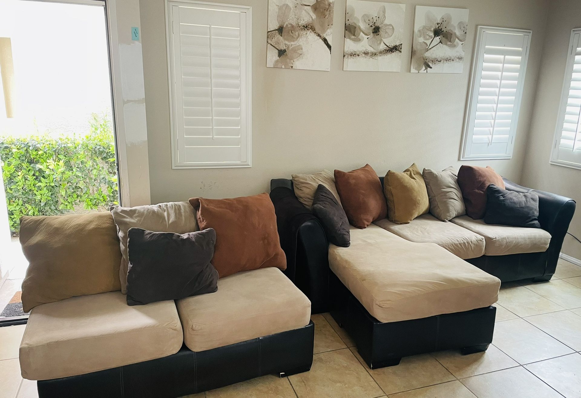 3 Piece Sectional Couch With Pillows