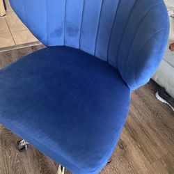 Small Desk Chair In Beautiful Blue Velvet