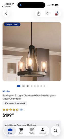 Barrington 3 -Light Distressed Gray Seeded glass Metal Chandelier
