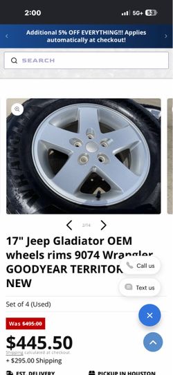 Jeep  wrangler  OEM 17" Wheels with Tires Set of 4