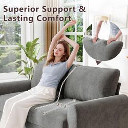 Two-seater sofa, fabric mid-century modern style, solid wood frame 78in