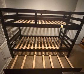 Twin Over Twin Wood Bunk Bed with Trundle Bed By Harriet Bee