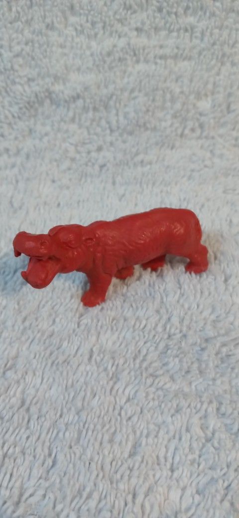 Vintage 1940s/50s Red Plastic Hippo / Hippopotamus Toy
