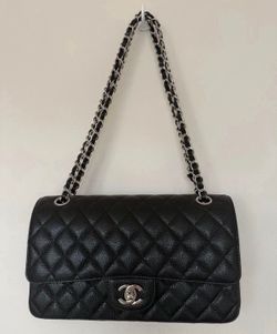 Caviar Quilted Medium Double Flap Black
