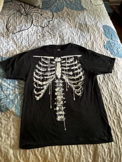 Kids S Black Skeleton Rib Cage Graphic T-Shirt