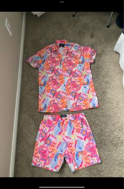 Psycho Bunny  Young Men Benton All Over Print  Shirt + Swim Trunks