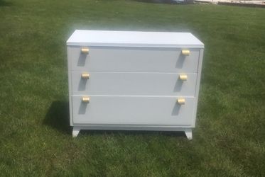 Dresser/ large nightstand white and brass