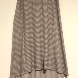 Jill Dipped-Hem Striped Skirt, Large