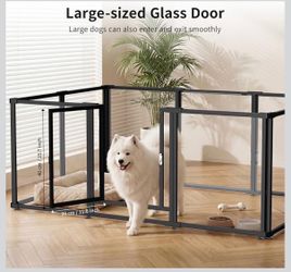 Large Dog Playpen with Glass Panels and Door