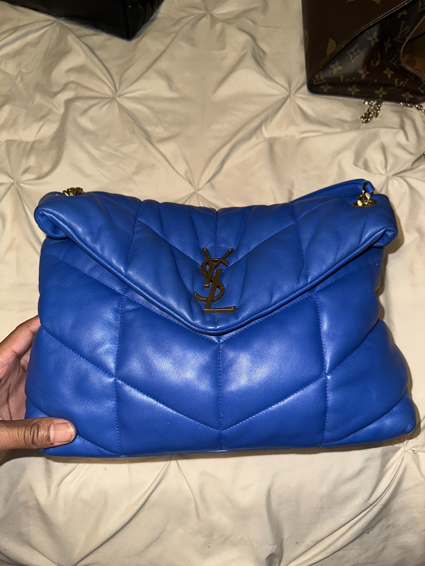 Saint Laurent Bleu Majorelle Lambskin Small Loulou Puffer Bag