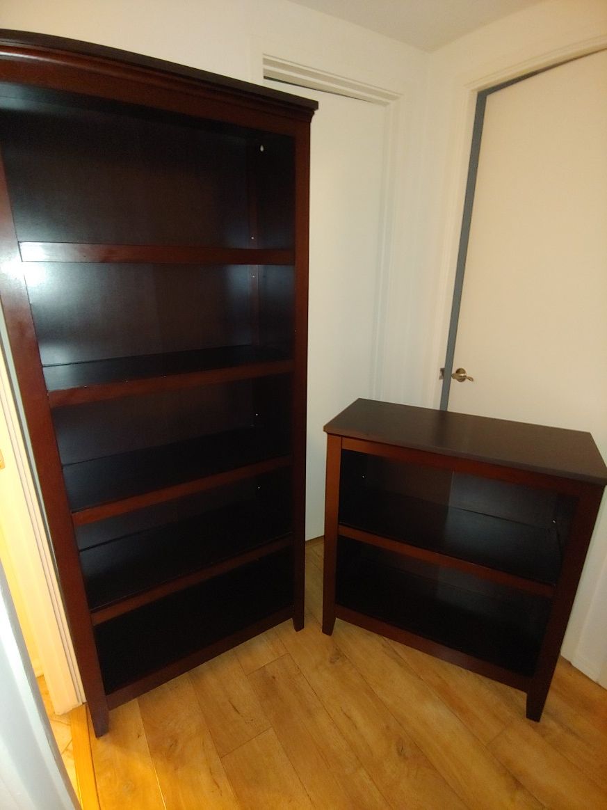 Matching tall & short Threshold bookshelves - espresso