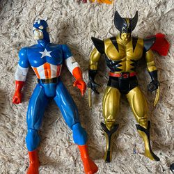 1993 Toy Biz Marvel X-Men Gold Wolverine captain america 10" Action Figure lot