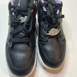 WMNS Nike Air Jordan 1 Low Houndstooth Black Lilac Size 5.5Y Authenticated 