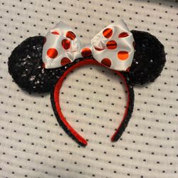 Minnie Mouse Sequin Ears Headband with Bow