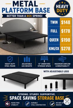 Platform Base Bed Frame NEW Heavy Duty!