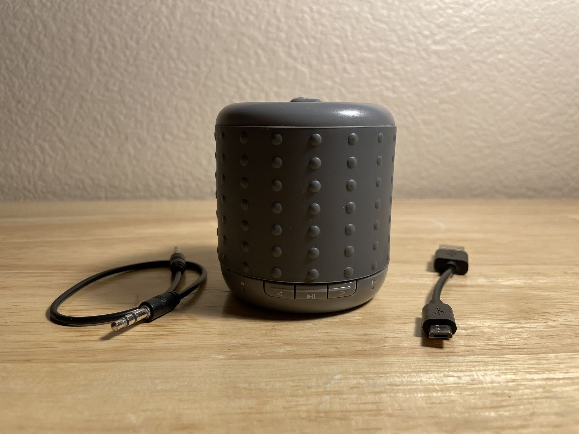 Portable Grey Shock Proof Bluetooth and AUX Speaker