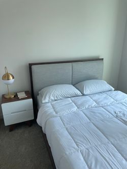 Chisa Upholstered Platform Queen Bed and Mattress