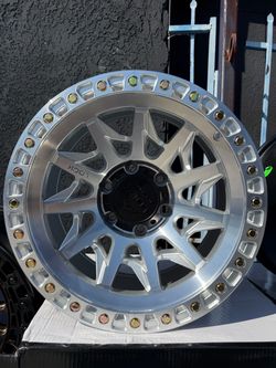 LOCK RIMS LUNATIC STYLE 17x9 6x139.7 -12MM MACHINE WITH CLEAR COAT PICKUP PRICE