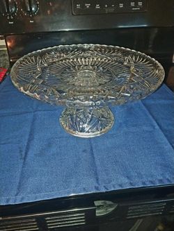 Early American Period Crystal Cut Cake Stand 