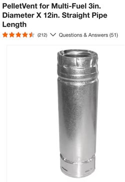 PelletVent Multi-Fuel 3in x 12in Straight Pipe