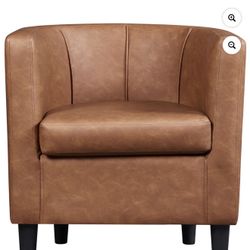 Chair  Faux Leather Upholstered Club Chair for Livingroom, Brown
