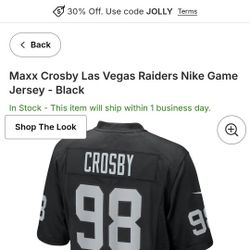 RAIDERS MAX CROSBY JERSEY SIZE LARGE 