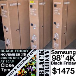 98 INCH SAMSUNG DU9000 SMART 4k TVS AI THIN BRAND NEW BLACK FRIDAY SALE SUPERBOX 
