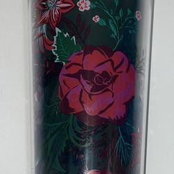 Holiday Floral Venti Starbucks Tumbler With Flower Straw Cover