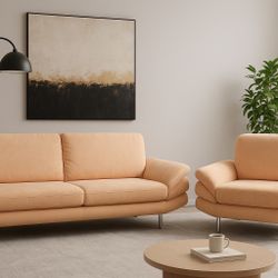 For Sale: Modern Beige Couch & Loveseat Set – Excellent Condition 