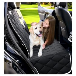 Dog Car Seat Cover for Back Seat 100% Waterproof, Long-Lasting and Soft Nonslip Backseat Dog Cover for Cars, SUVs and Trucks (Black-White, Standard (5