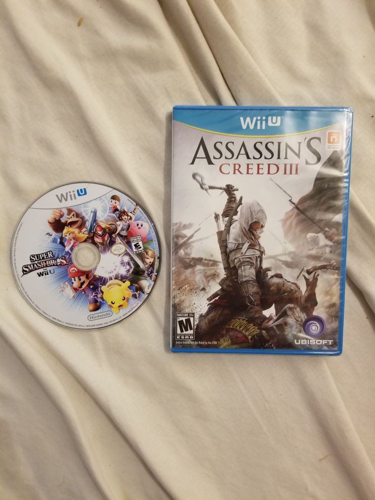 Wii U Smash Bros and sealed Assassin's Creed Nintendo Games OBO