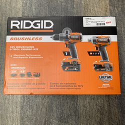 RIDGID R9208 18V Brushless Cordless 2-Tool Combo Kit Hammer Drill & Impact Driver
