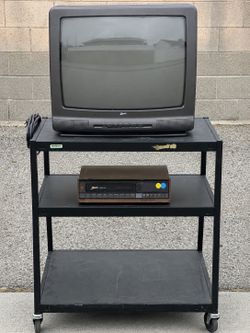 Classic retro substitute teacher audiovisual cart roller cart with 90s TV