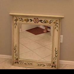 Hand painted  Wooden Framed mirror .