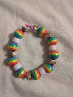 Handmade Rainbow Brite Inspired Beaded Bracelet