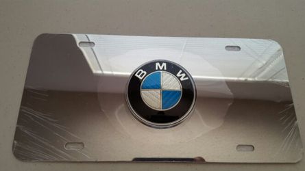 Bmw blue carbon fiber stainless chrome license frame
