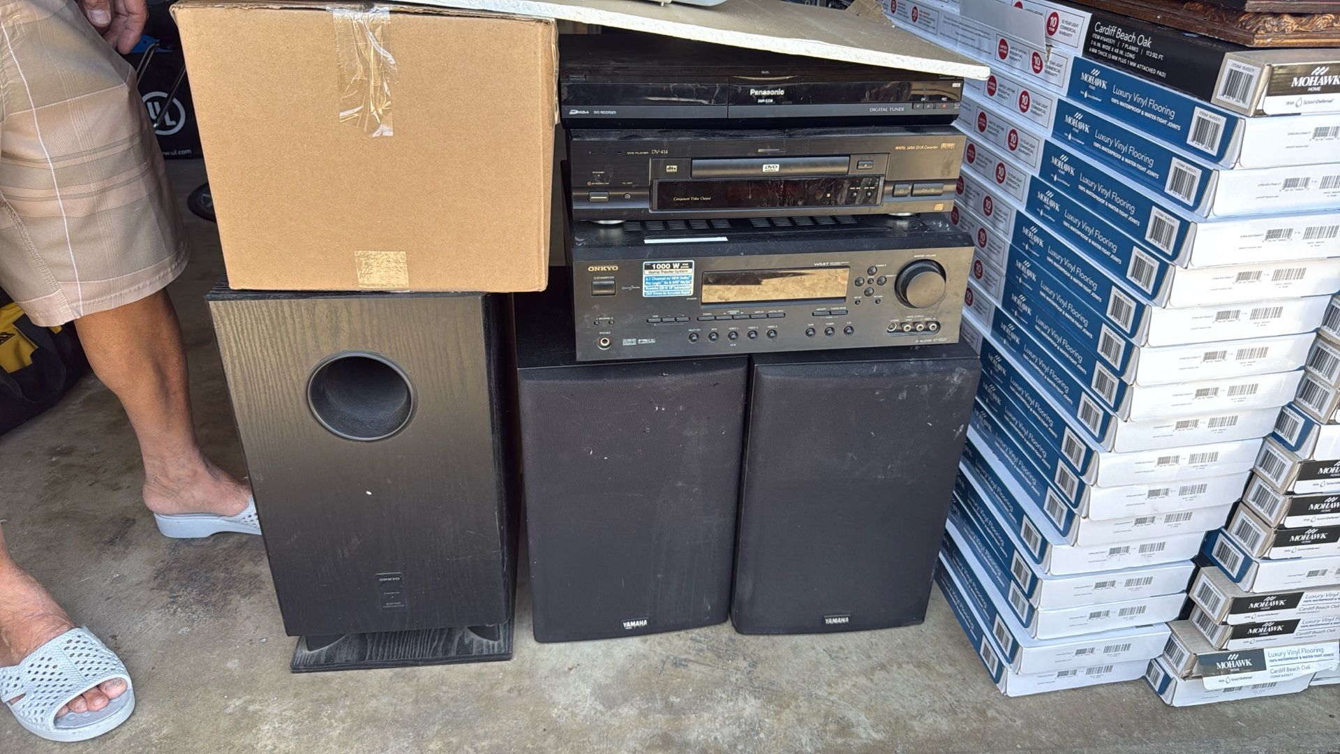 Onkyo Receiver With Subwoofer And Speakers 2 DVD Players