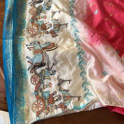 Gently Used Sari- Blended Silk With Hand Embroidery
