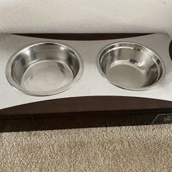 Dog Bowl Stand With Dog Bowels 