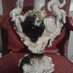 Italian Vase , Rare Black And White Porcelain 