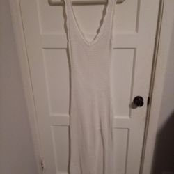 Beautiful White Crochet Maxi Beach Dress 