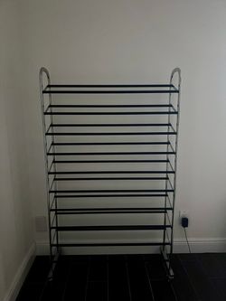 10 tier metal rolling shoe rack