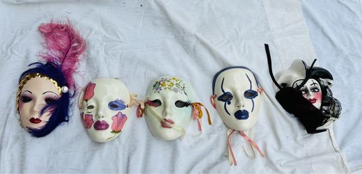 Mardi Gras ceramic Hand Painted Masks